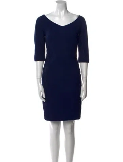 Pre-owned Lafayette 148 Scoop Neck Mini Dress In Blue