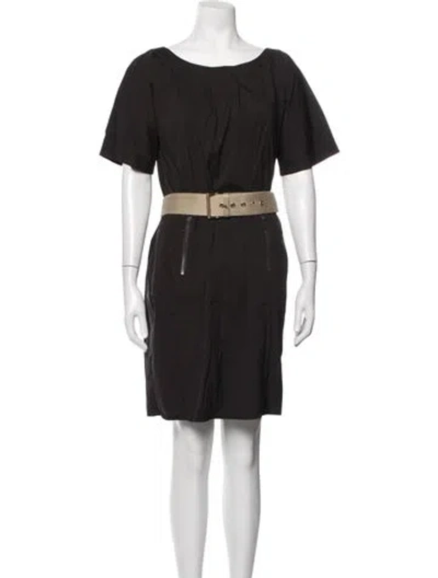 Pre-owned Lafayette 148 Scoop Neck Mini Dress In Brown
