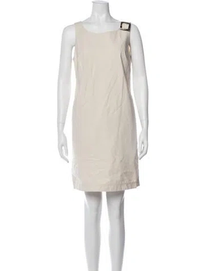 Pre-owned Lafayette 148 Scoop Neck Mini Dress In Neutral