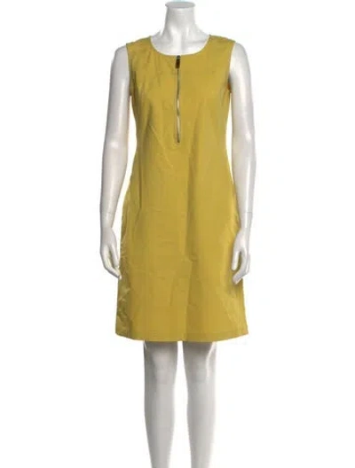 Pre-owned Lafayette 148 Scoop Neck Mini Dress In Yellow