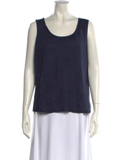 Pre-owned Lafayette 148 Scoop Neck Sweater In Blue
