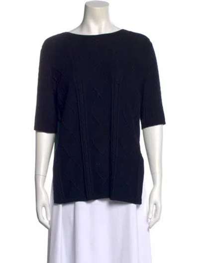 Pre-owned Lafayette 148 Scoop Neck Sweater In Blue