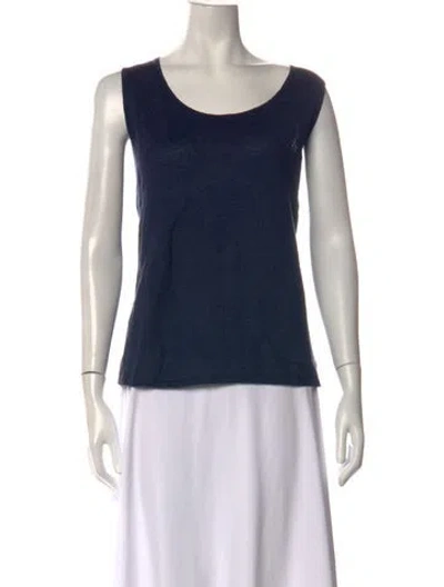 Pre-owned Lafayette 148 Scoop Neck Sweater In Blue