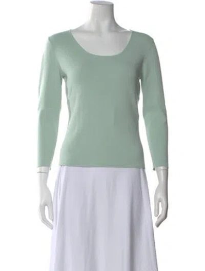 Pre-owned Lafayette 148 Scoop Neck Sweater In Green