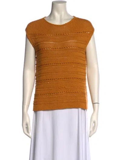 Pre-owned Lafayette 148 Scoop Neck Sweater In Yellow