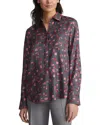 Lafayette 148 Plus-size Micro Floorplan Print Silk Twill Button Blouse In Gray