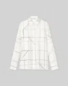 Lafayette 148 Plus-size Floorplan Print Silk Twill Button Blouse In Beige