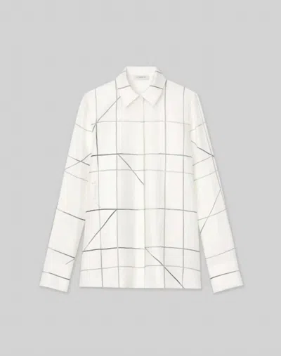 LAFAYETTE 148 SCOTTIE BLOUSE IN CLOUD MULTI