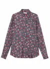 Lafayette 148 Plus-size Micro Floorplan Print Silk Twill Button Blouse In Multi