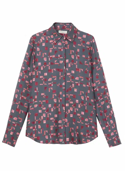 LAFAYETTE 148 SCOTTIE BLOUSE IN STEEL MULTI