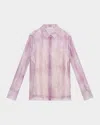 Lafayette 148 Scottie Button-down Sheer Silk Blouse