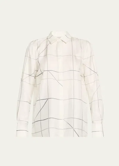 LAFAYETTE 148 SCOTTIE GRAPHIC-PRINT SILK TWILL BLOUSE