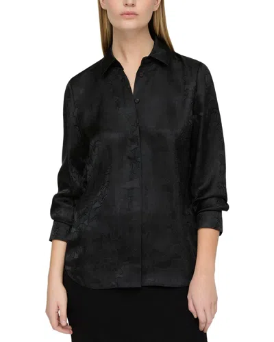 Lafayette 148 Scottie Silk Blouse In Black