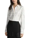Lafayette 148 Plus-size Floorplan Print Silk Twill Button Blouse In Cloud Multi