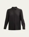 Lafayette 148 Scottie Silk Button-down Blouse In Black