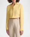 Lafayette 148 Scottie Silk Blouse In Canary Yellow