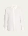 Lafayette 148 Scottie Silk Button-down Blouse In Cloud