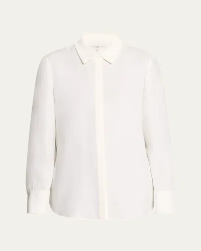 Lafayette 148 Scottie Silk Button-down Blouse In Cloud