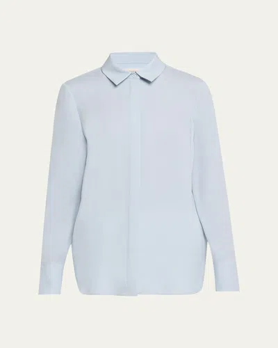 Lafayette 148 Scottie Silk Button-down Blouse In Wild Bluet