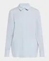Lafayette 148 Scottie Silk Button-down Blouse In Venetian Sky