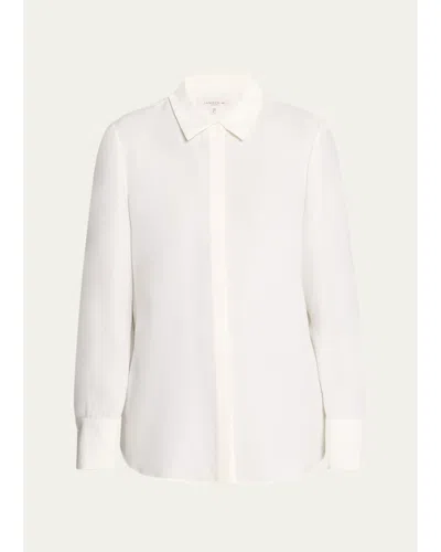 Lafayette 148 Scottie Silk Button-down Blouse In Ivory