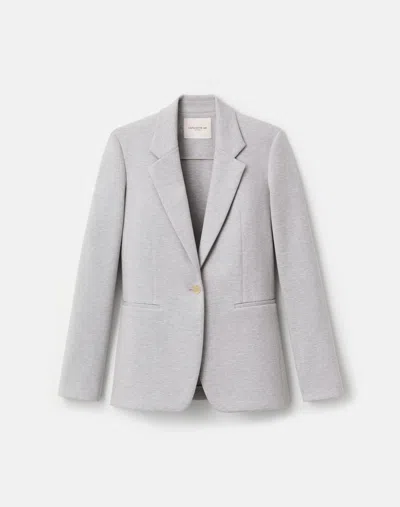 Lafayette 148 Scuba Cotton Melange Single Button Blazer In Gray