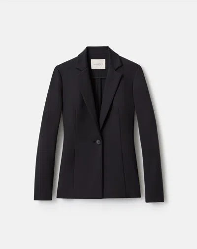 Lafayette 148 Scuba Jersey Single Button Tailored Blazer In Black