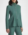 Lafayette 148 Responsible Wool Nouveau Crepe Flounced Hem Jacket In Ivy Vine