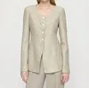 Lafayette 148 Sequin Speckled Tweed Fitted Jacket In Hickory Multi In Neutral