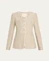 Lafayette 148 Sequined Tweed Jacket In Hickory Multi