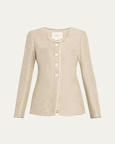 Lafayette 148 Sequined Tweed Jacket In Hickory Multi
