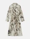 LAFAYETTE 148 SHADOW PRINT CRINKLE COTTON TRENCH COAT