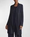 Lafayette 148 Shawl Collar Jacquard Open Front Jacket In Navy In Black