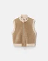 Lafayette 148 Shearling & Camel Hair Quilted Vest In Brown