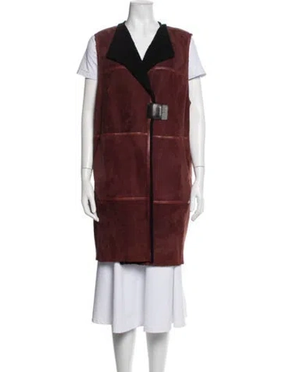 Pre-owned Lafayette 148 Shearling Coat In Burgundy