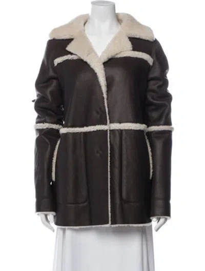 Pre-owned Lafayette 148 Shearling Fur Coat In Brown