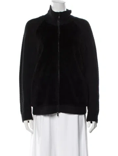 Pre-owned Lafayette 148 Shearling Fur Jacket In Black