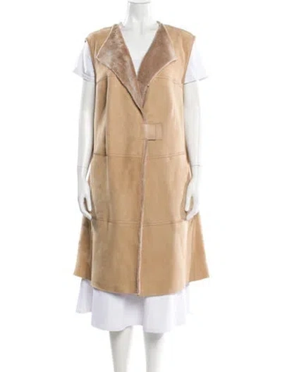 Pre-owned Lafayette 148 Shearling Fur Jacket In Neutral