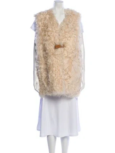 Pre-owned Lafayette 148 Shearling Vest W/ Tags In Neutral