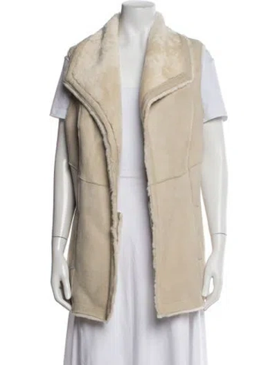 Pre-owned Lafayette 148 Shearling Vest W/ Tags In Neutrals