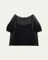 Lafayette 148 Sheer Harmonica-pleated Sweater In Black