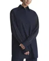 Lafayette 148 New York Sheer Sleeve Oversized Shirt In Black