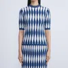 Lafayette 148 Shibori Inspired Stretch Crew Sweater In Parisian Blue Multi In Multi