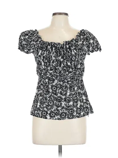 Pre-owned Lafayette 148 Short Sleeve Blouse In Black