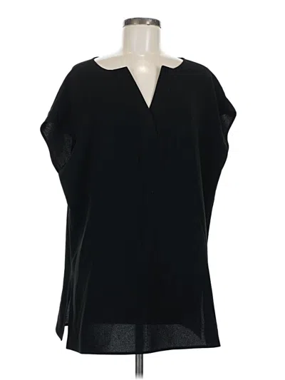 Pre-owned Lafayette 148 Short Sleeve Blouse In Black