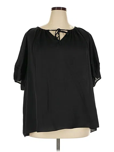 Pre-owned Lafayette 148 Short Sleeve Blouse In Black