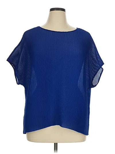 Pre-owned Lafayette 148 Short Sleeve Blouse In Blue