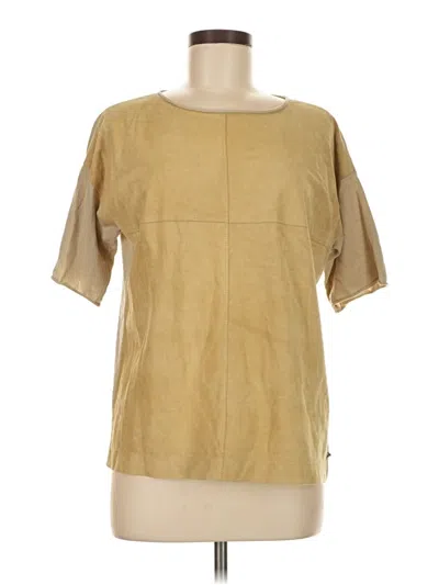 Pre-owned Lafayette 148 Short Sleeve Blouse In Brown