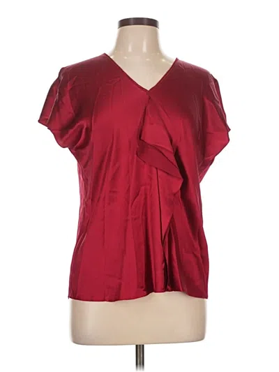 Pre-owned Lafayette 148 Short Sleeve Blouse In Burgundy