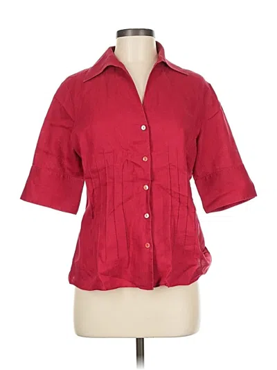 Pre-owned Lafayette 148 Short Sleeve Blouse In Burgundy